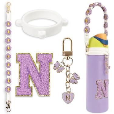 Imagem de Conjunto de pingentes de letras fofas compatível com garrafa de água Owala 680 g, 946 ml, 1,13 g, Owala Kids, copo de café Owala FreeSip – Inclui alça de alça, para acessórios Owala & Stanley Cup