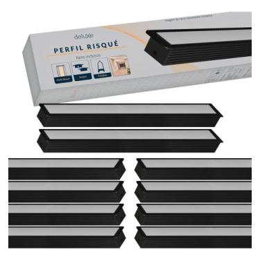 Imagem de Kit 20 Metros Perfil p/ Led Embutir aluminio Risque Baby 10x2m 13x09mm