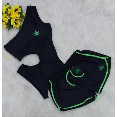 Imagem de Conjunto Body Maiô Com Bojo + Short, Estampas Da Erva - Gringas Model,