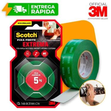 Imagem de Fita Dupla Face 3M Extrema Fixa Forte 24mm X 2m Para Parede Fixa Quadr