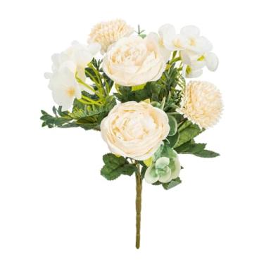 Imagem de Flor artificial de seda, peônia, bola, crisântemo, jardim ao ar livre, casamento, buquê de noiva, festival, casa, vaso, festa, faça você mesmo, presente, pátio (2 peças/branco)