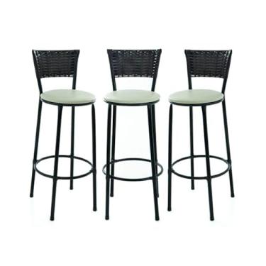 Imagem de 3 banquetas alta de cozinha junco Café bancada balcão bares área gourmet (3.BQ.ALTA.CAFE/BEGE)