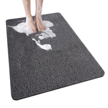 Imagem de SXYMTSW Tapete seguro tapete de chuveiro antiderrapante, tapetes de banho confortáveis com dreno, tapetes de banheiro de bucha de PVC para áreas molhadas, acessórios de banheiro de secagem rápida