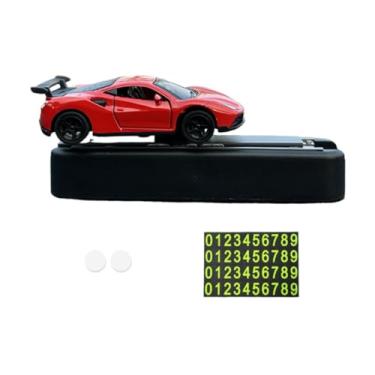 Imagem de Kokiya Acessórios para carros modelo 1/64 com placa de estacionamento temporária, decoração universal, fácil de instalar, decoração para console central, Vermelho