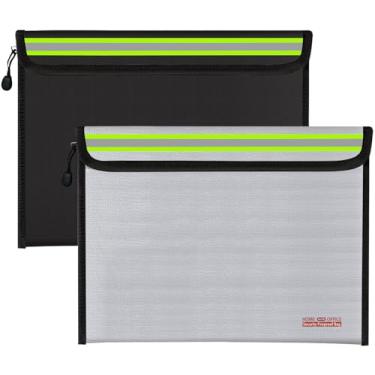 Imagem de Bolsa à prova de fogo, bolsa de armazenamento seguro para viagem para documentos, dinheiro, objetos de valor, chaves de joias, bateria de lipo (38 x 28 cm preto + prata)