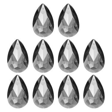 Imagem de PATIKIL K9 Pingentes de gota de cristal, contas ovais, pacote com 10 peças de prismas de lustre de 38 mm, contas penduradas, lâmpada faça você mesmo para decoração de artesanato, preto claro