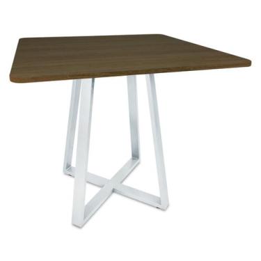 Imagem de Mesa De Jantar Para Cozinha Em aço Estilo Industrial Gizé Tampo Quadra