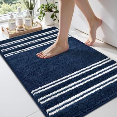 Imagem de Arenarug Tapetes de banheiro super absorventes com suporte de borracha tapetes de banho laváveis para banheiro tapete para fornt of pia, banheira, chuveiro, azul-marinho, 50 x 81 cm