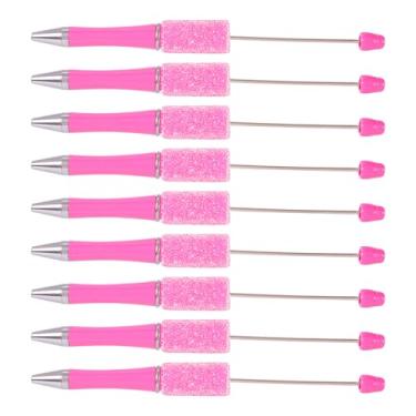 Imagem de Spritewelry Canetas com contas de cristal cintilante, 10 peças, canetas com contas de strass, faça você mesmo, caneta esferográfica de tinta preta para decoração de caneta, escritório, escola, rosa