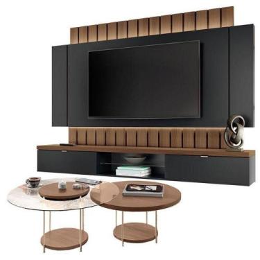 Imagem de Home Suspenso Illusion Preto Castanho E Kit Mesa De Centro Sky Castanh