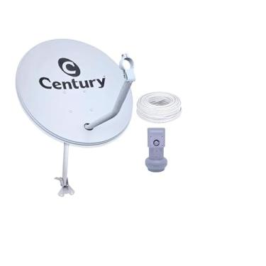 Imagem de KIT ANTENA KU 60CM CINZA + LNBF SIMPLES + KIT CABO 15M C/ 2 CONECTORES