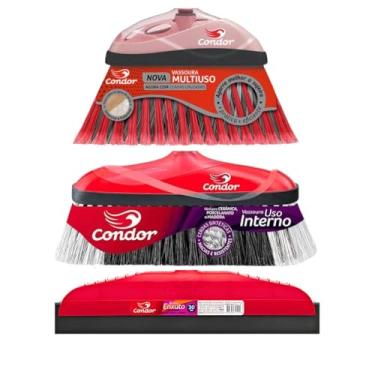 Imagem de Kit 1 Vassoura Varre Fácil 1 Vassoura Varre Muito 1 Rodo 30 cm Sem Cabo Condor