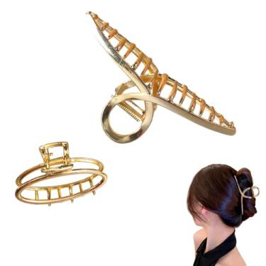 Imagem de Kit 2x Piranha Prendedor De Cabelo Metal Piranha Presilha Metal Dourada Feminina Luxo Vintage Elegante Mulheres Menina
