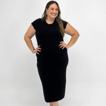 Imagem de Vestido Formitz Midi Canelado Plus Size Manga Curta Feminino-Feminino