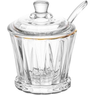 Imagem de Açucareiro de Cristal com Colher e Tampa com Fio de Ouro Radial 210ml