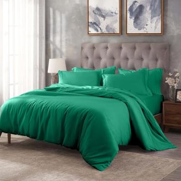 Imagem de Superior Jogo de lençol de cama de algodão egípcio 400 fios, 1 lençol elástico com bolso profundo, 1 lençol de cima, 2 fronhas, roupa de cama macia, lençóis de luxo, tecido de cetim, tamanho king
