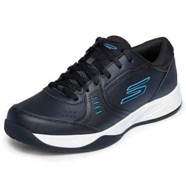 Imagem de Skechers Tênis feminino Viper Court Smash Athletic Indoor Outdoor Pickleball | Tênis de ajuste relaxado, Preto/azul, 40