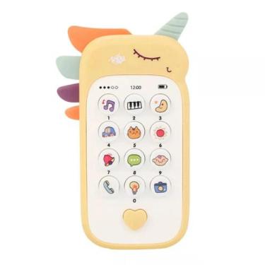 Imagem de Brinquedo Baby Phone 2 Em1 Mordedor Música Unicornio Amarelo - Polibri