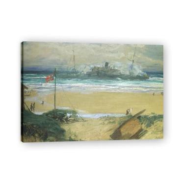 Imagem de The Wreck Of The Ss Delhi John Lavery Iconic Realist Portrait & War Scene Canvas Art – Decoração de parede irlandesa atemporal para casa emoldurada 39,98 x 55,88 cm