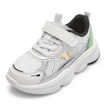 Imagem de Balabala Tênis infantil para meninas e meninos, leve, respirável, para corrida e caminhada atlética para crianças pequenas/crianças grandes, Branco, verde, 12 Little Kid