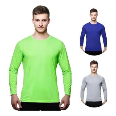 Imagem de Kit 3 Camisas Masculina Manga Longa Malha Fria - C&c, Vd neon, Royal, 