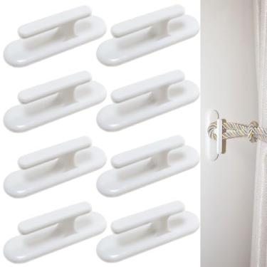 Imagem de ANCHRISLY Ganchos de segurança Twister para corda cega, 8 peças, suporte de corda adesivo, persianas, suporte de corda à prova de crianças, corda cega de enrolamento para escritório em casa (8 peças