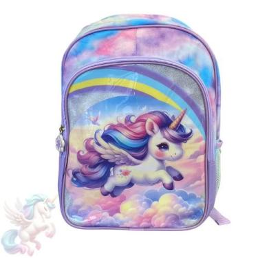 Imagem de Mochila Infantil Menina Unicórnio tamanho P Fênix Nova Rio, Roxo