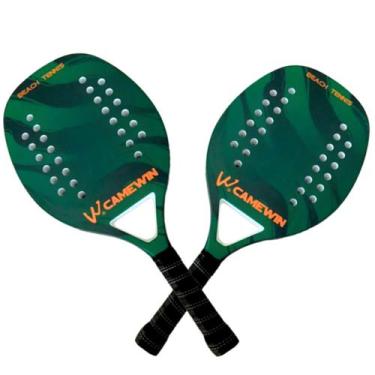 Imagem de 2x Raquetes Beach Tennis de praia Carbono Camewin com Estojo, Verde, 4