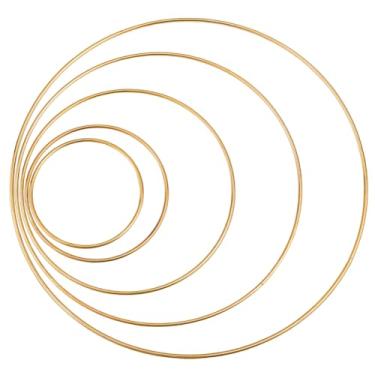 Imagem de SOFPLATE 5 tamanhos, 10 peças, anéis de centro de mesa, argolas douradas, ferro a granel, liso, brilhante, 80/100/150/200/250 mm, anel de guirlanda para apanhador de sonhos, artesanato faça você mesmo