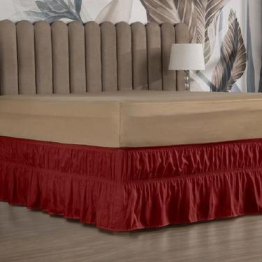 Imagem de Saia Box Cama King com 2 Elásticos Ajustável Babado 1 Peça - Ametista 
