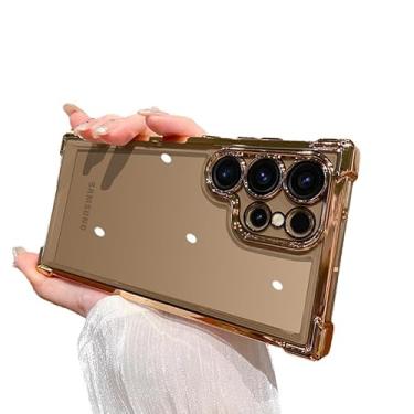 Imagem de Caseative Capa para Samsung Galaxy S24, 4 cantos, à prova de choque, transparente, compatível com capa Samsung (dourada, Samsung Galaxy S24)