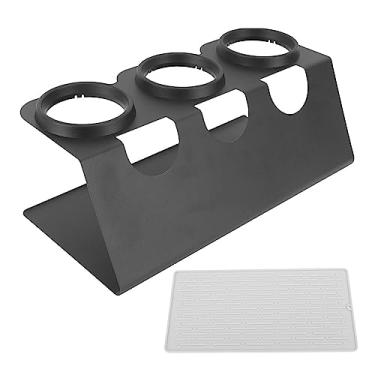 Imagem de Preto 3 orifícios Soda garrafa de refrigerante Rack de drenagem com bloco de silicone para o restaurante de barra de bancada de cozinha abster