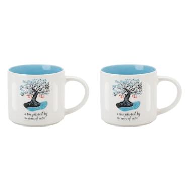 Imagem de Caneca de cerâmica de 425 g com interior azul, impressa em ambos os lados, segura para lava-louças e micro-ondas, versículo bíblico salmo 1:3, conjunto de 2