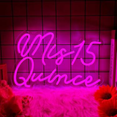 Imagem de Moneter Mis 15 Sinais de néon de quinze anos para decoração de parede, luzes de néon para quarto, placas de LED, adequadas para festa de aniversário de quinze anos, presente exclusivo para meninas