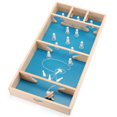 Imagem de Motionchic 1 Sets 23.6 x 11.8 Inches Table Top Skittles Game, Wooden Bowling Board Game, Fun Board Games for Adults for Family Indoor and Outdoor Games