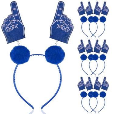 Imagem de Wavyknot 6 Pcs School Team Spirit Headband Blue #1 Headband Boppers with Marabou Football Game Accessories