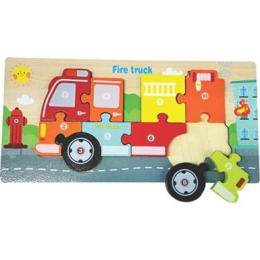 Imagem de QUEBRA-CABEÇA Madeira Bombeiro 1 Base com 10 Peças em MDF 3D - Toy MIX