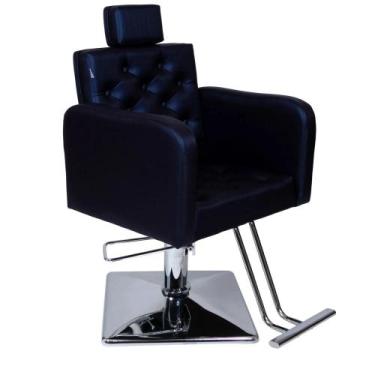 Imagem de Cadeira Tokyo Fixa Hidráulica Base Quadrada estofado Azul Marinho - Mo