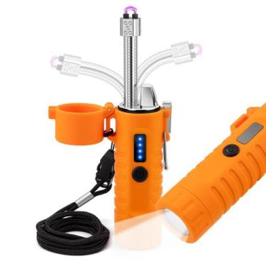 Imagem de Isqueiro elétrico LCFun recarregável com indicador LED e lanterna