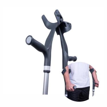 Imagem de Par de Muletas Canadenses Alumínio Ajustáveis e Articuladas Ortopédica