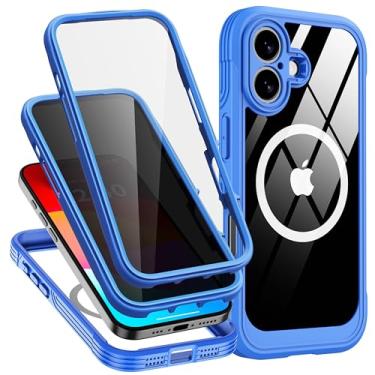 Imagem de AMILIFECASES Capa magnética para telefone 17, [compatível com Magsafe] Protetor de tela 9H embutido e privacidade, [proteção de grau militar] à prova de choque anti-espião capa de telefone 17 azul