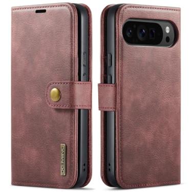 Imagem de Capa carteira de couro magnética destacável 2 em 1 para Google Pixel 10 Pro XL, capa flip com 3 compartimentos para cartão, 1 compartimento para dinheiro oculto, suporte flip e capa de telefone à