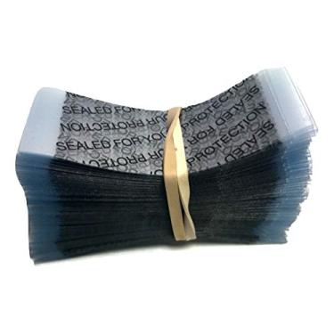 Imagem de Faixa retrátil perfurada preta impressa de 66 x 25 mm para garrafas Growler, garrafas farmacêuticas, jarros de galão, garrafas de mel e mais. Serve para 3,8 cm a 3,8 cm de diâmetro - pacote com 500