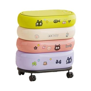 Imagem de ＫＬＫＣＭＳ Lixeira fofa para economizar espaço doméstico, lata de lixo de grande capacidade para dormitório, sala de estar, banheiro e cozinha, com Rodas