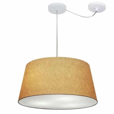 Imagem de Lustre Pendente Cone Com Desvio De Centro Vivare Md-4282 Cúpula Em Tecido 40x50cm - Bivolt Palha 127/220v