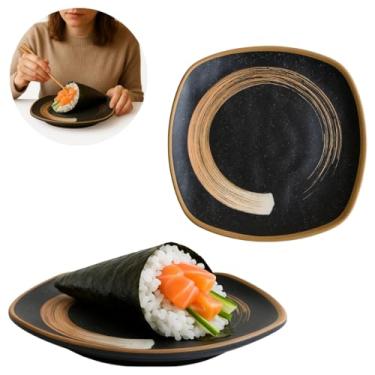 Imagem de Prato Sushi Japonês Melamina Preto 18cm Quadrado
