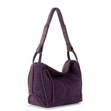 Imagem de The Sak Bolsa Hobo Los Feliz - Bolsa feminina de couro grande premium para uso diário e viagens - Bolsa durável com bolso com zíper, Camurça berinjela, Medium