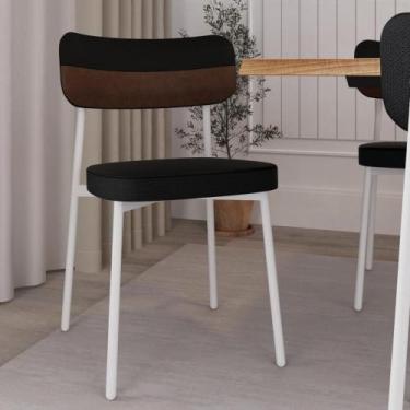 Imagem de Conjunto 4 Cadeiras de Jantar Alloa Tecido Mesclado Est.Branca - Metal