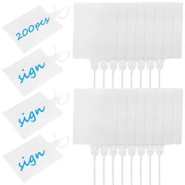 Imagem de ZFLYCANP 200 etiquetas de envio com selo de etiqueta PP, etiquetas impermeáveis com fecho de zíper, etiquetas de pendurar logística integrada, fixação rápida para roupas (branca)