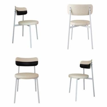 Imagem de Conjunto 4 Cadeiras de Jantar Kyta Tecido Mesclado Est.Branca - Metali